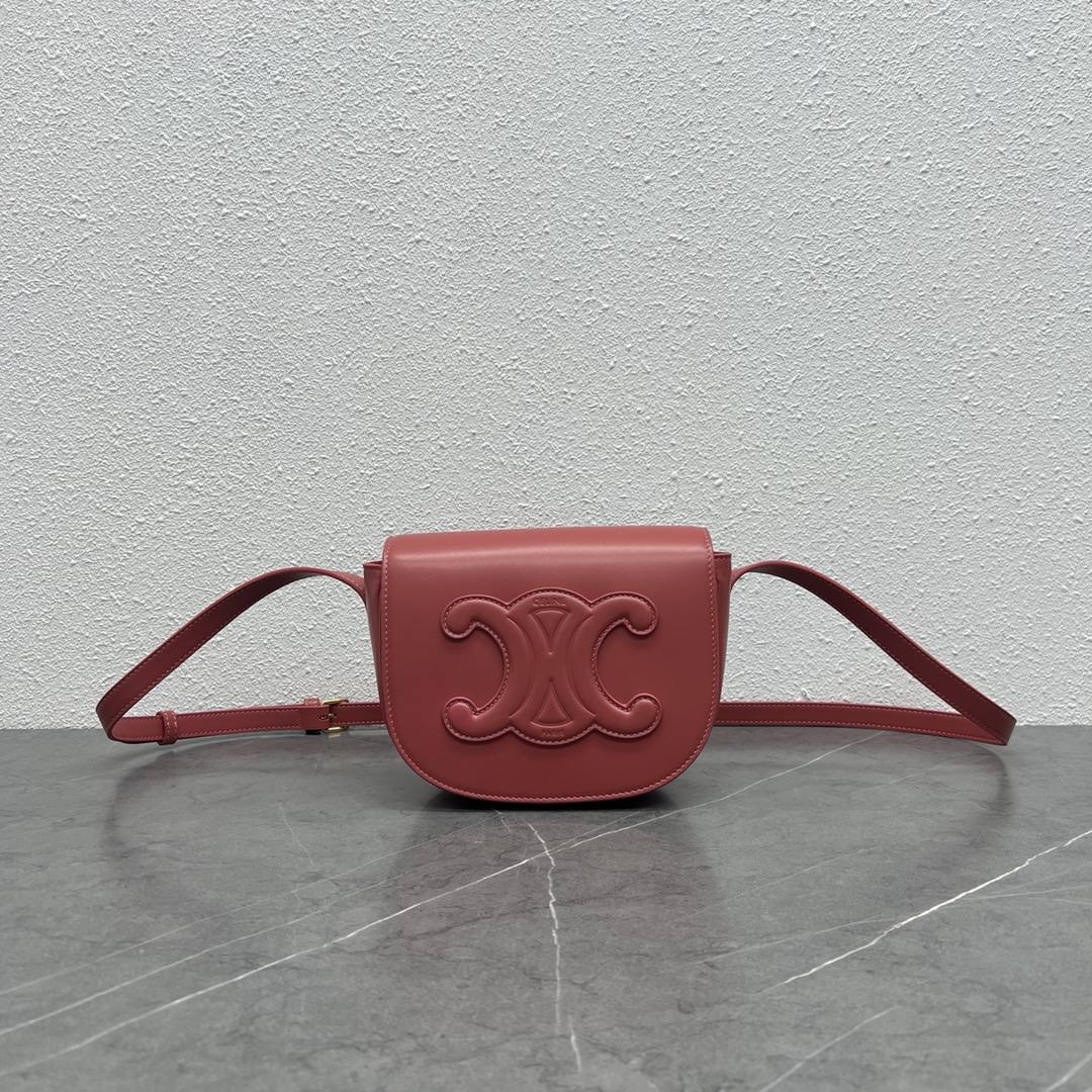 Celine Folco Cuir Bag Triomphe In Smooth Calfskin Red 198263